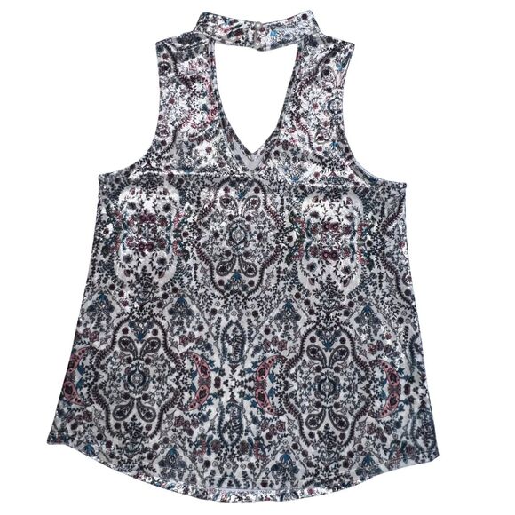 By & By Blouse Womens Medium Velvet Choker Neck Paisley Whimsical Fairycore Top - Picture 4 of 12